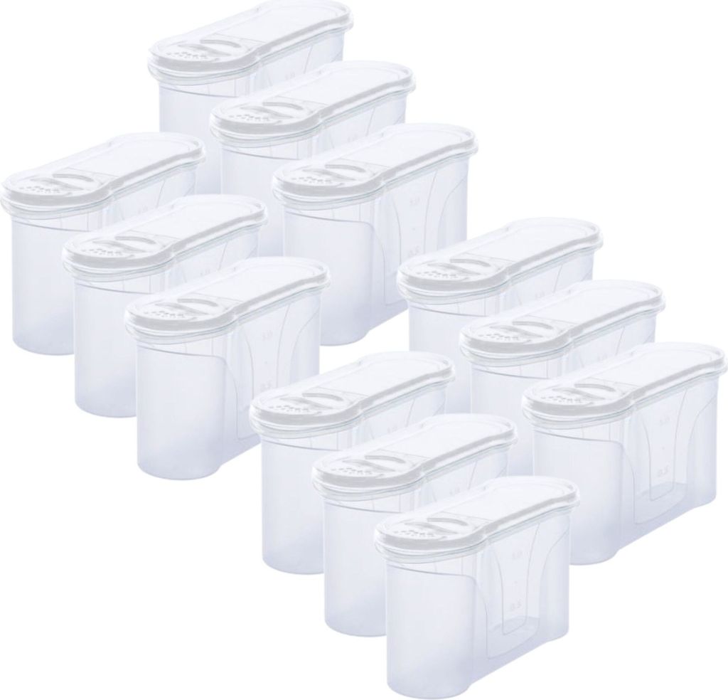 Novaliv Schüttdosen 12er SET Vorratsdose zum Streuen 1,3 Liter - Maße (LxBxH): 22 x 13 x 8,5 cm - Dose mit Deckel 1l für Müsli Mehl Zucker Dose...