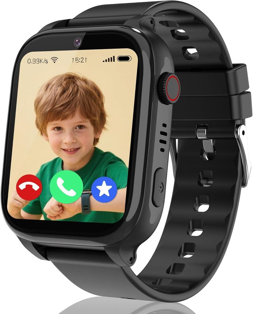 4G Kinder Smartwatch mit GPS, Telefon, HD Videoanruf, SOS-Notruf, Voice Chat, Schulmodus, Wecker, wasserdichte Smartwatch für Jungen & Mädchen