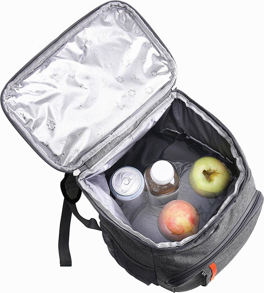 Rucksack Kühltasche Grau, Isolierte Doppeltasche für Produktbild 