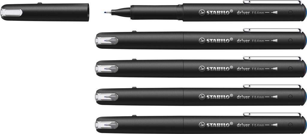 STABILO Premium-Fineliner - dr!ver - 5er Pack - blau