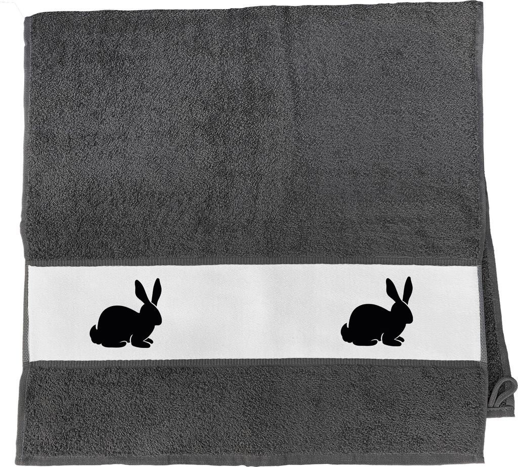 Huuraa Handtuch Hase Kaninchen Silhouette 50x100cm Graphite Baumwolle Handtuch Geschenkidee