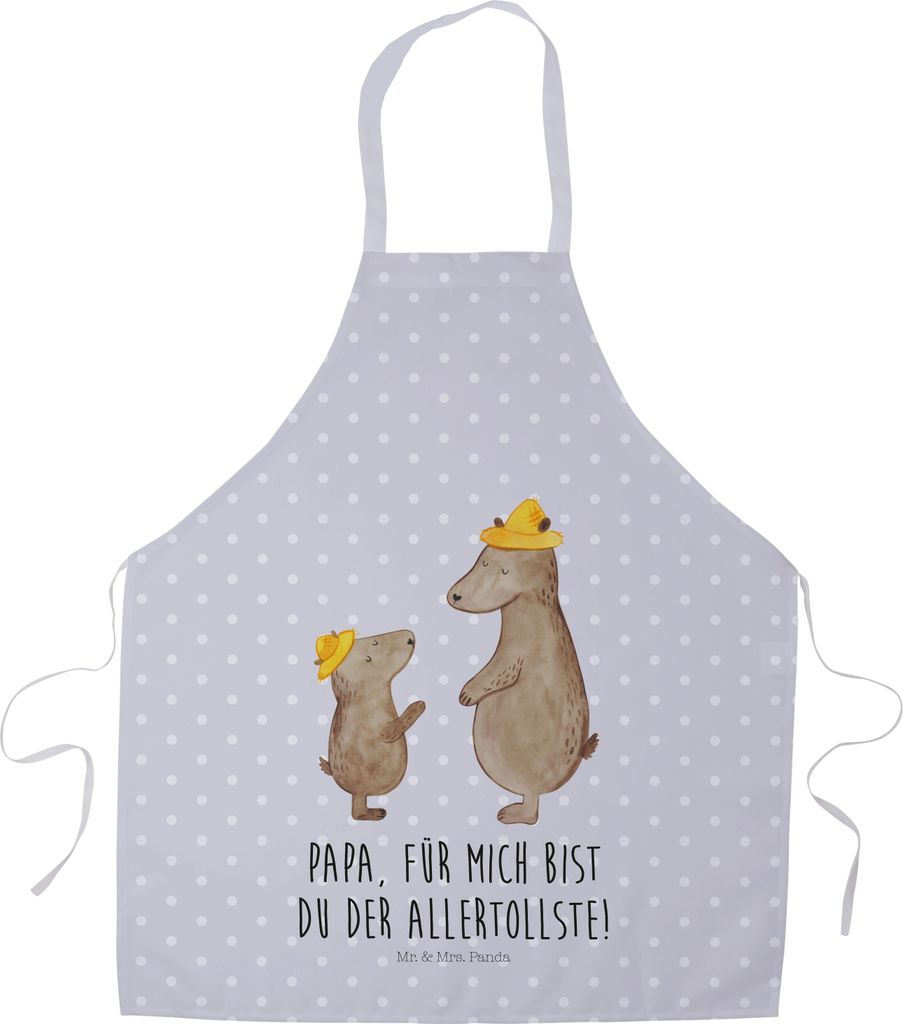 Mr. & Mrs. Panda Schürze Bären mit Hut - Grau Pastell - Geschenk, Family, Vatertag, Kochschürze, Kinder, Grillmeister-Schürze, Bäckerschürze,...
