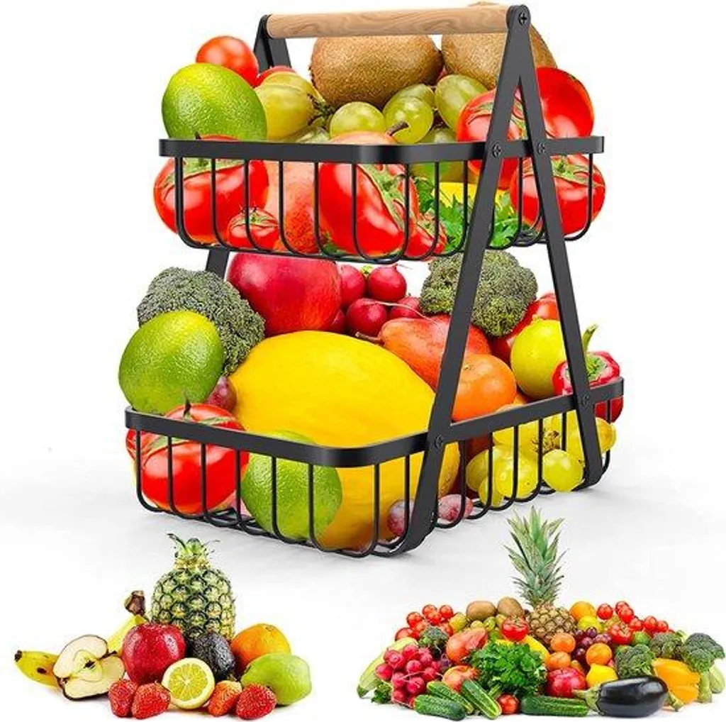 Organisateur de Cuisine pour Fruits et Pain 2 Étages Gain de Place Chic