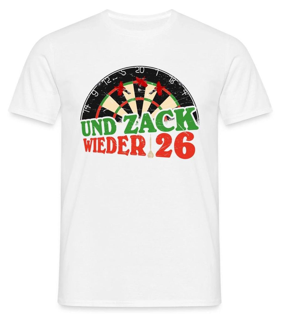 Spreadshirt Dart Dartscheibe Und Zack wieder 26 Männer T-Shirt, XL, Weiß