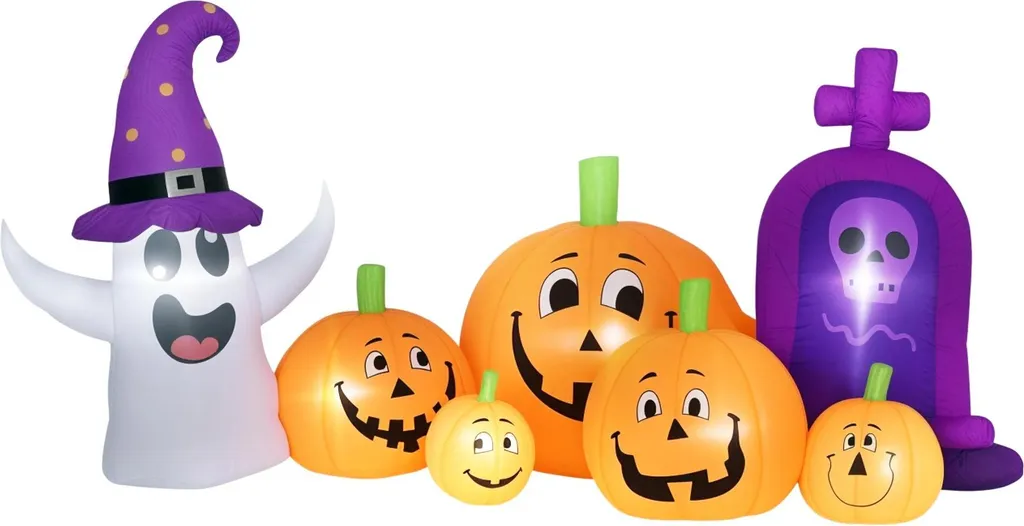 Citrouille Gonflable Halloween Géante avec Fantôme et Tombe LED 240cm