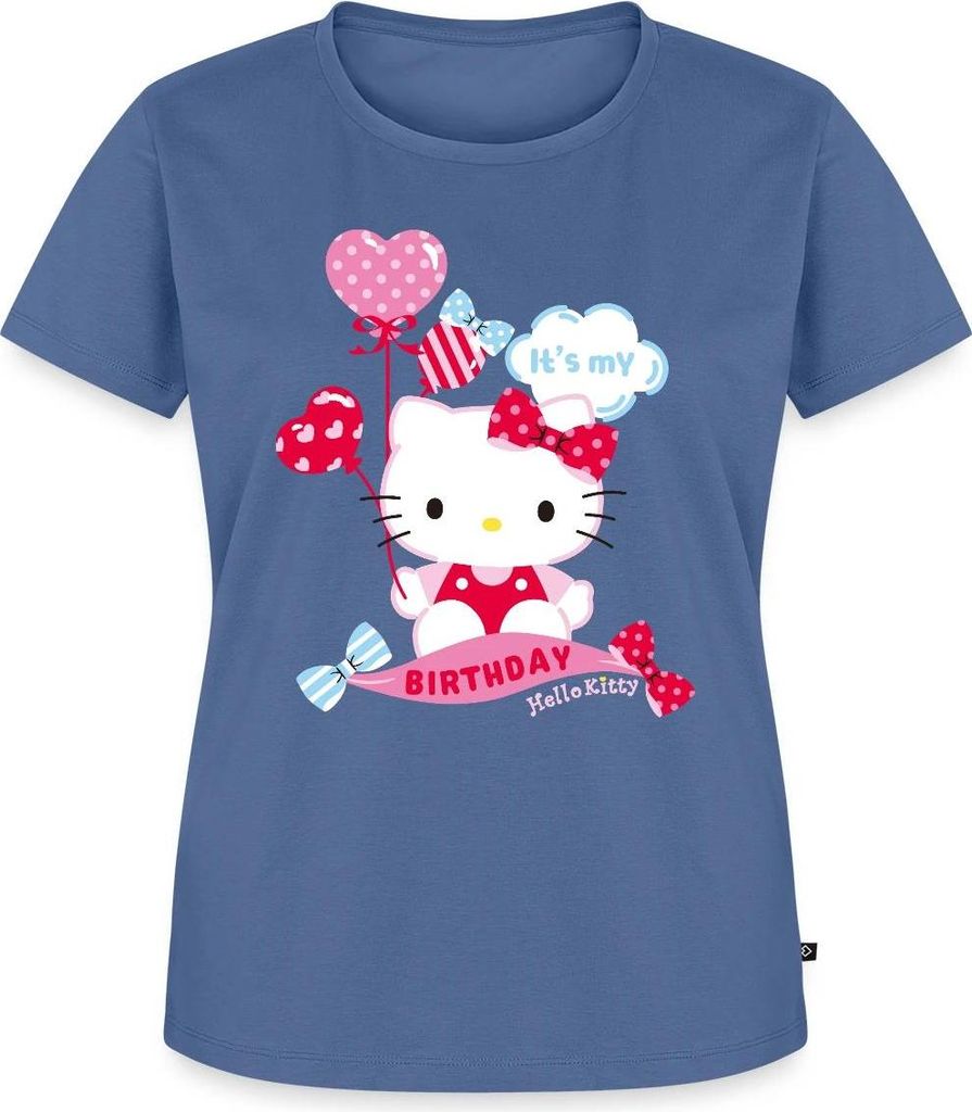 Spreadshirt Hello Kitty Mit Ballons Mein Geburtstag Frauen Premium T-Shirt, XXL, Taubenblau