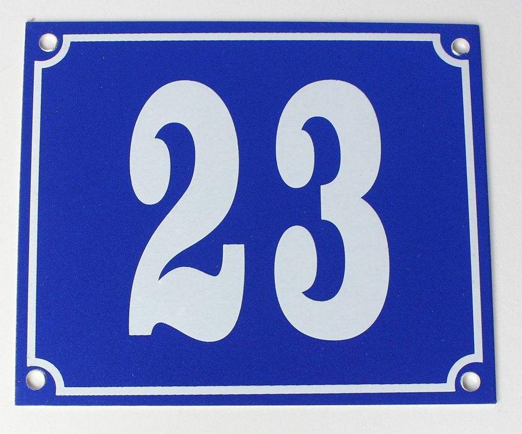 Hausnummernschild Aluminium Aluschild 1 mm Stärke Alu Schild Nr. 23 blau