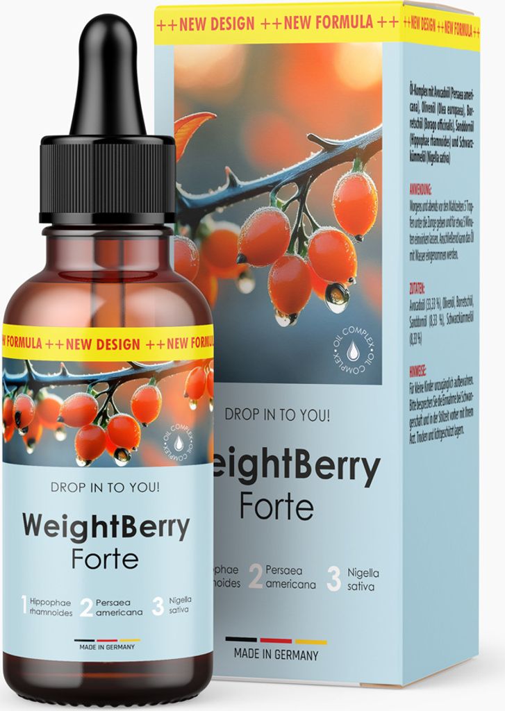Weightberry Forte Tropfen - mit natürlichen Inhaltsstoffen - für Frauen & Männer geeignet - 30 ml Inhalt