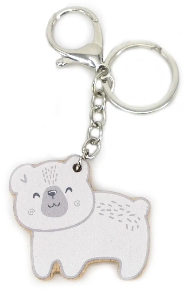 Porte-clés Ours Blanc en bois Viga Polarb - Idéal pour sac d'école