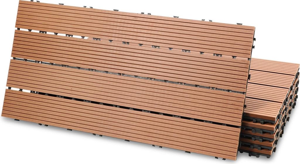 Izrielar Terrassenfliesen 54 Stück Klickfliesen in Holzoptik, WPC Fliese,30 x 60cm, Braun