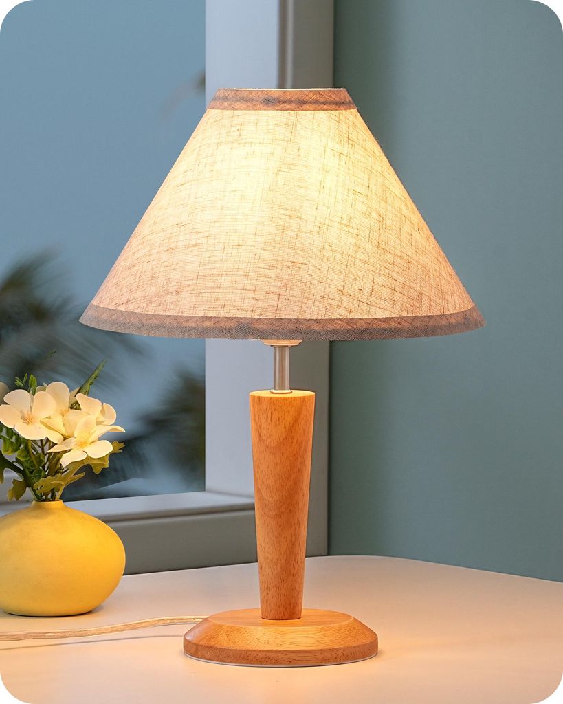 Lampe de table EDISHINE en bois, lampe de chevet LED avec Image du produit 