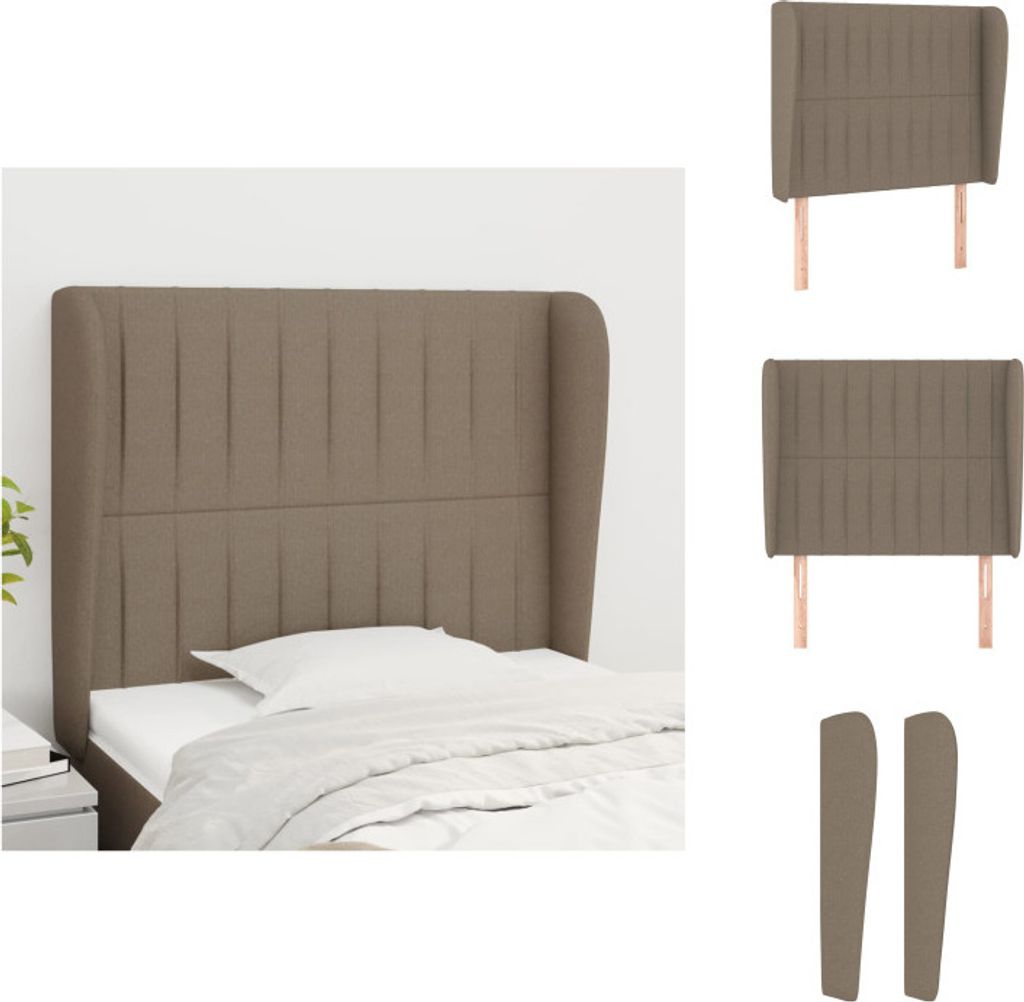 vidaXL Kopfteil mit Ohren Taupe 93x23x118/128 cm Stoff - Kopf- & Fußenden