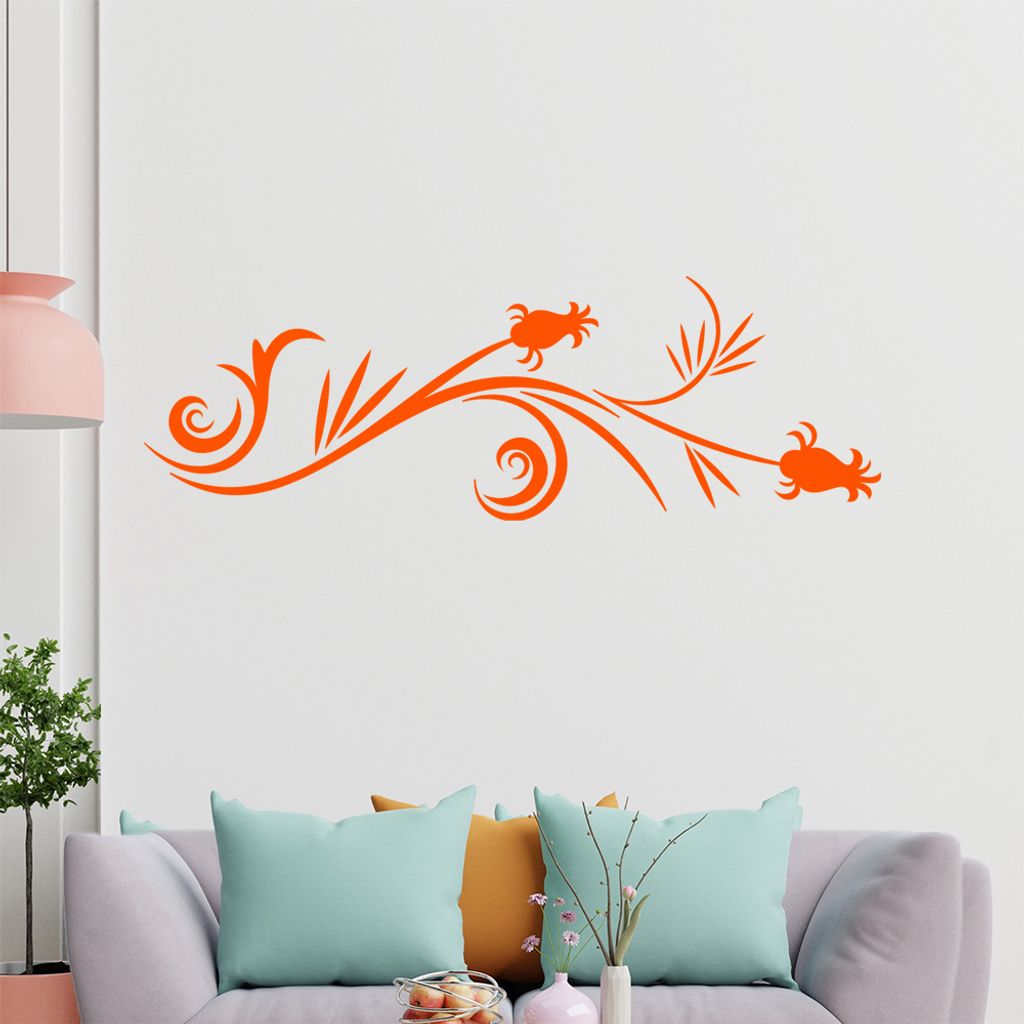 Tribal - Blüten - geschlossen Wandtattoo in 6 Größen - Wandaufkleber Wall Sticker - Dekoration, Küche, Wohnzimmer, Schlafzimmer, Badezimmer