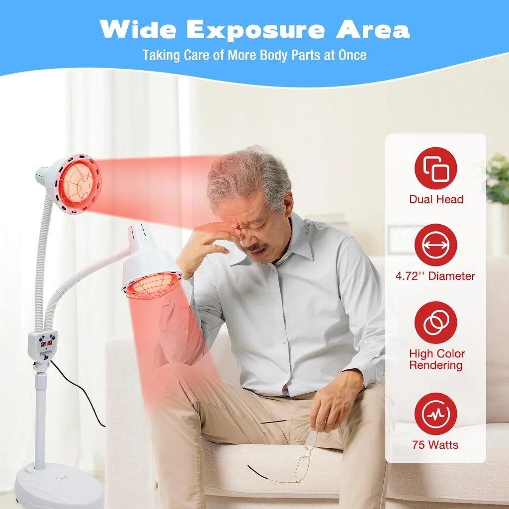 Lampe infrarouge contre mal de dos réglable à télécommande - Blanche - 5