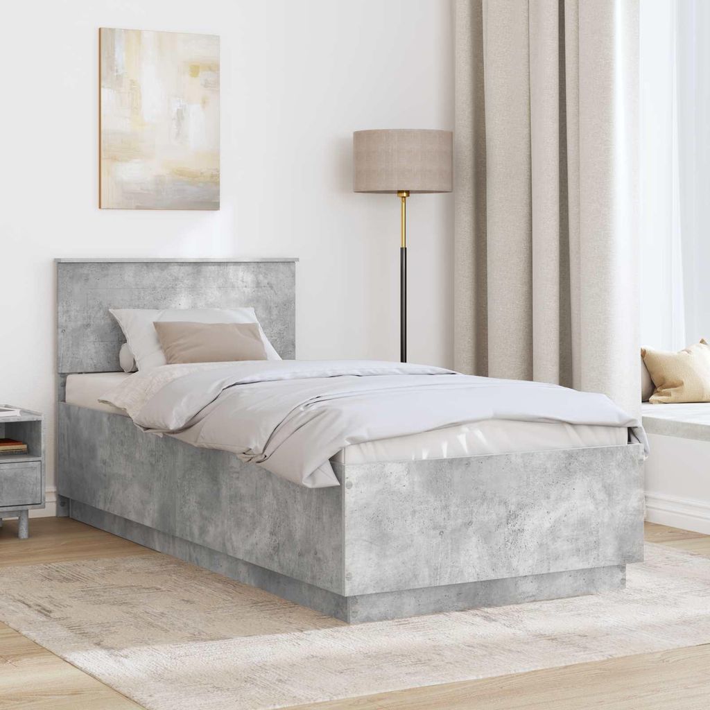 "Winter Sale" Bettrahmen mit Kopfteil Beton Grau 70 x 190cm Holzwerkstoff - clorisNeu676234 - Klassische BettenJugendbett Tagesbett