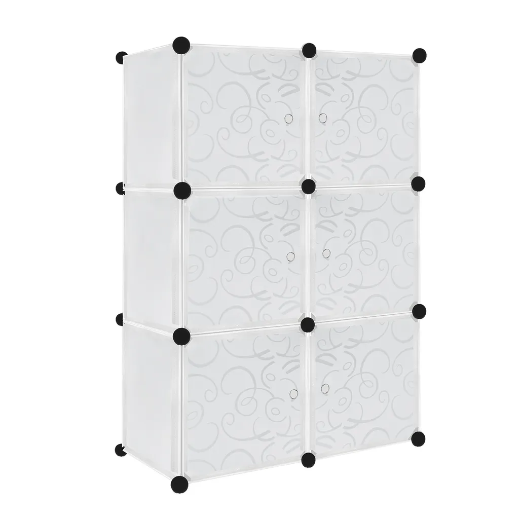 Rangement vêtements modulable pour chambre, armoire 6 cubes blanc discret