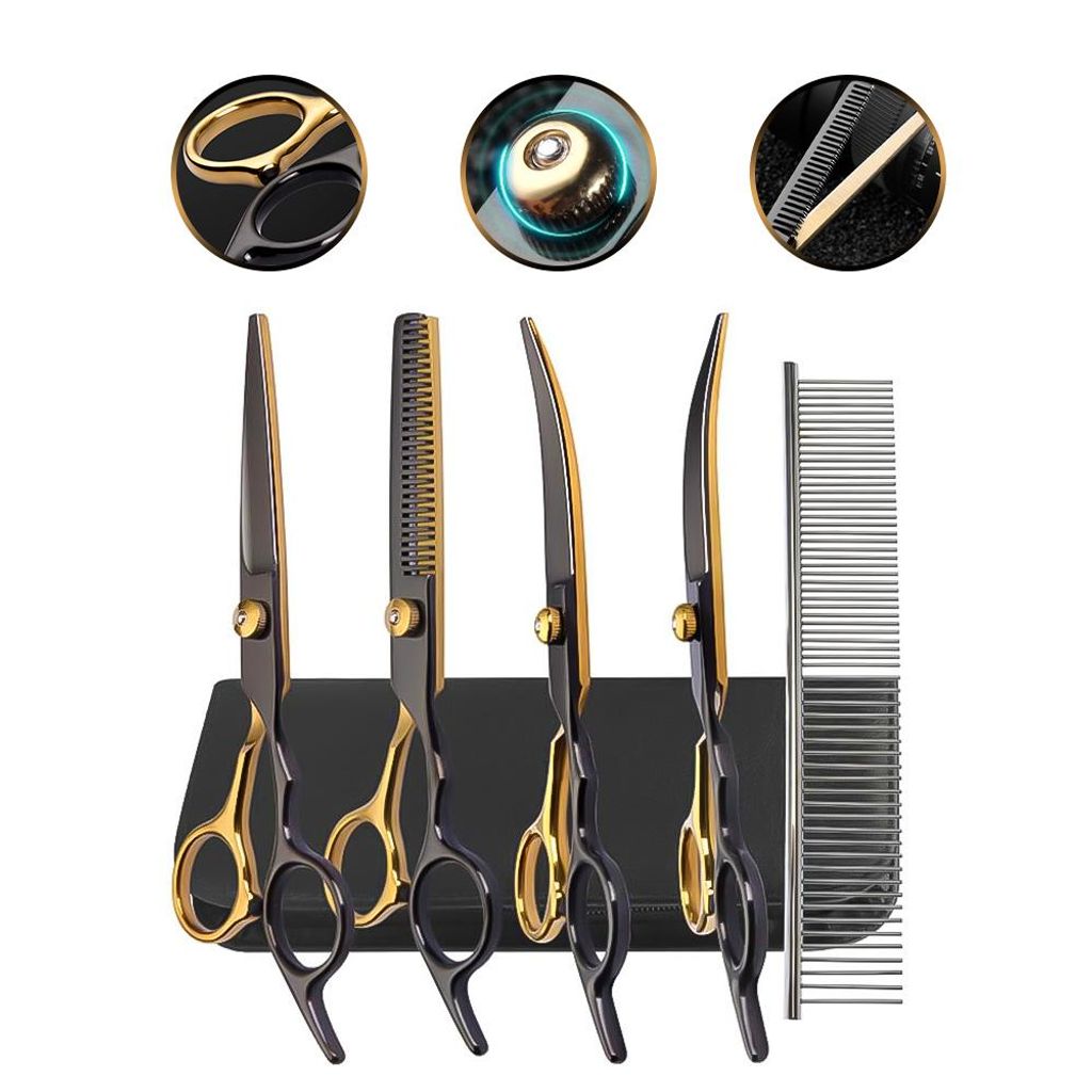 Scheren set Hundeschere mit Rundspitze Kamm Fellpflege-Set Produktbild 