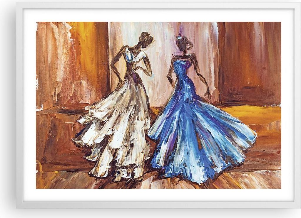 Gerahmtes Poster - Weißer Rahmen - Frauen Kleider Öl - 70x50 cm - Wand Bild - Wanddeko - Wandbilder - Kunstposter - Wandposter - Bilderrahmen - B...