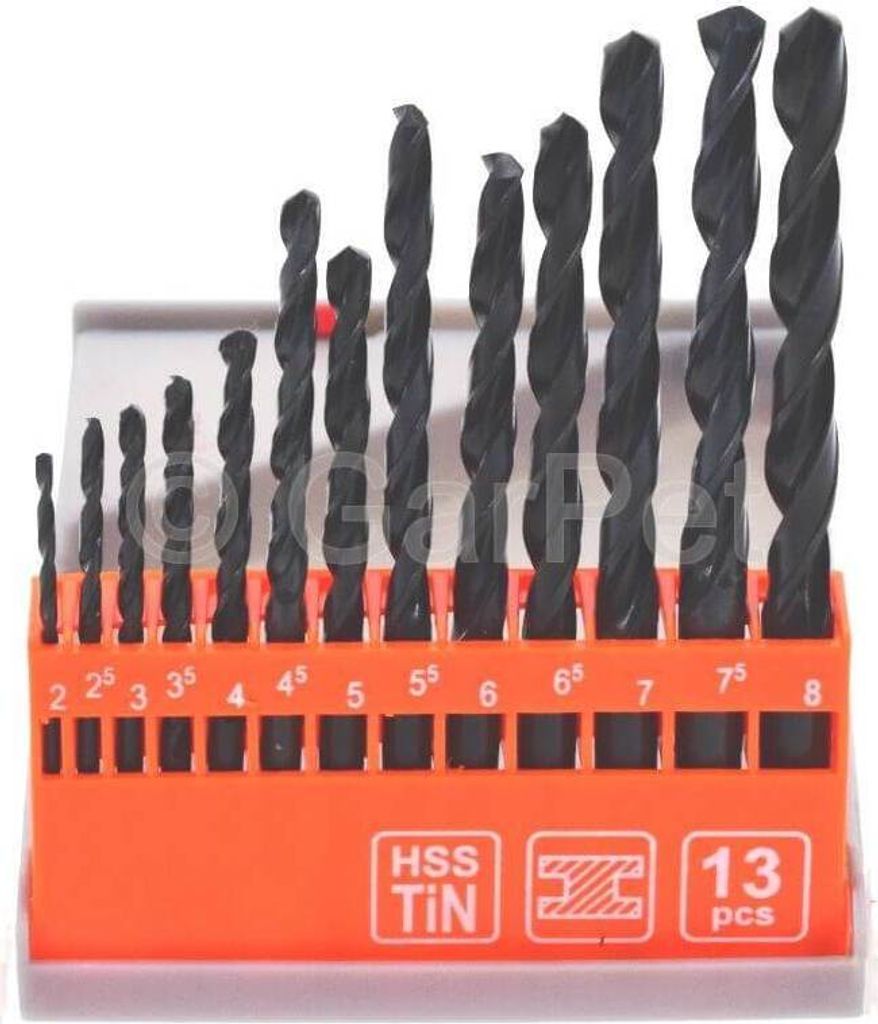 Metallbohrer HSS TiN Spiral Stahl Bohrer Set 13 tlg Satz Zylinderschaft 2-8 mm