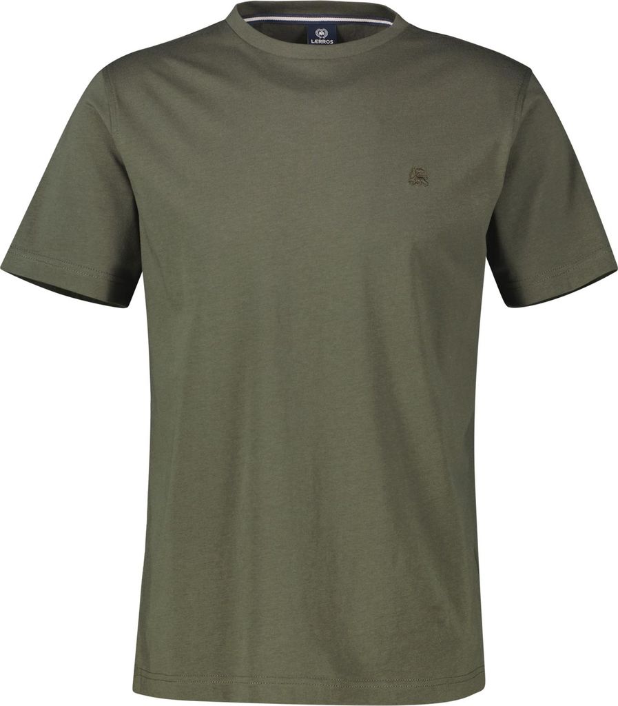 LERROS Klassisches unifarbenes Kurzarm T-Shirt mit Rundhalsausschnitt und tonalem Logostick