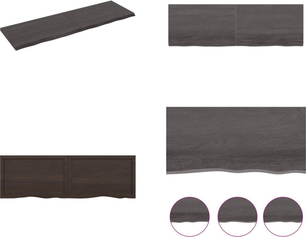 vidaXL Wandregal Dunkelbraun 160x50x(2 4)cm Massivholz Eiche Behandelt - Wandregal - Wandregale - Wandboard - Hängeregal