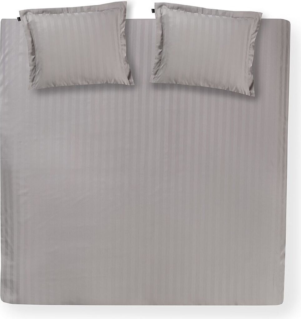 damai Baumwoll Satin Bettwäsche Uni Streifen Grau Nature Weiß Linea 155x220 cm Grau