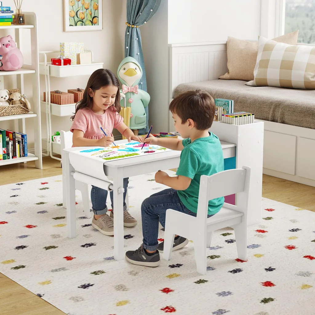Ensemble table de dessin pour enfant de 3 ans et plus avec chaises