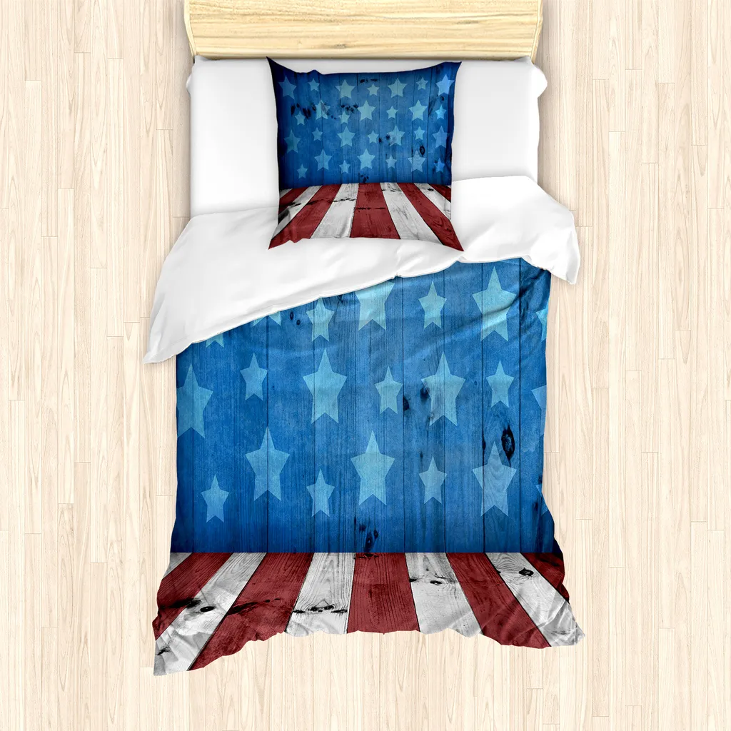 Housse de couette hypoallergénique 135x200 cm sans repassage motif bois