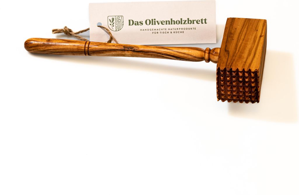 Fleischklopfer aus Olivenholz mit eckigem Kopf 30cm