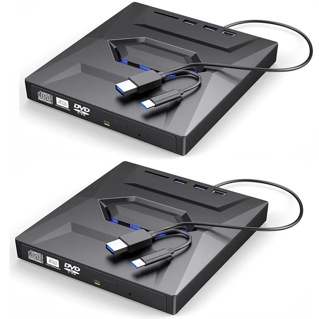 Externes DVD-Laufwerk - DVD-Brenner - 2er-Pack - USB 3.0 Typ-C - Tragbar - Für Mac/Windows/Linux - Für Desktop-PC - Hohe Geschwindigkeit