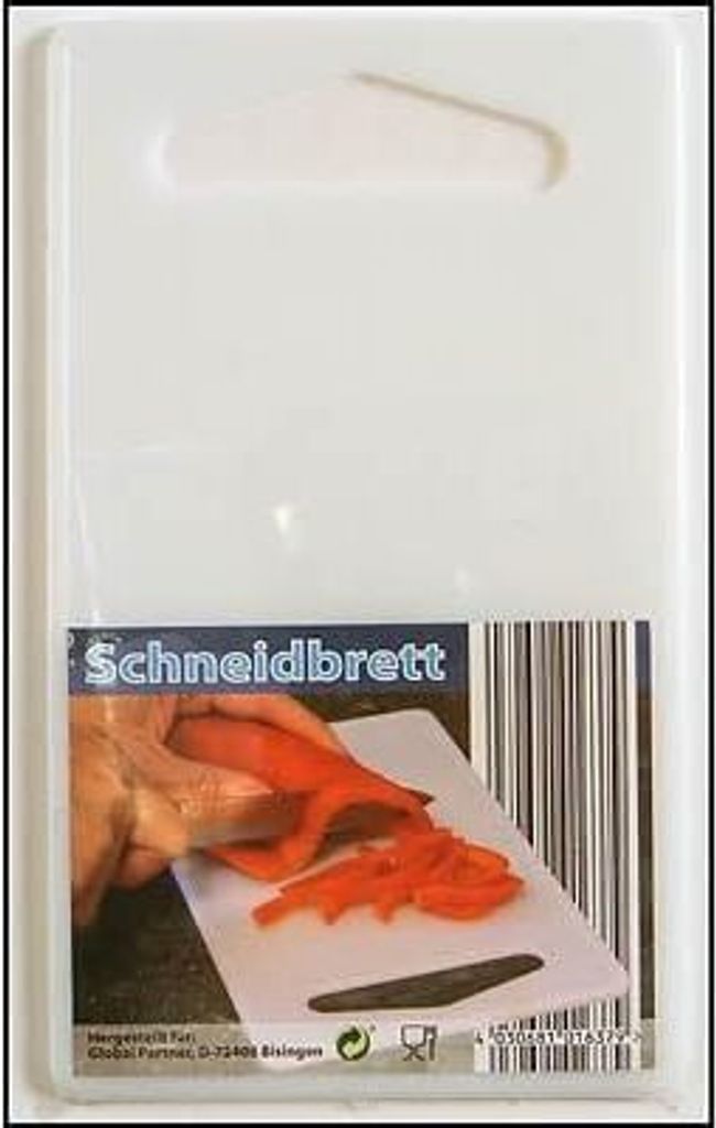 Schneidebrett, weiß, 245x145mm, aus Kunststoff, mit Griff