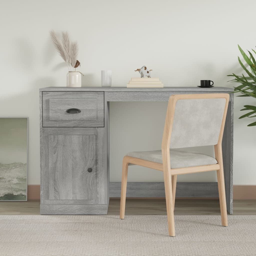 The Living Store Schreibtisch mit Schublade Grau Sonoma 115x50x75cm