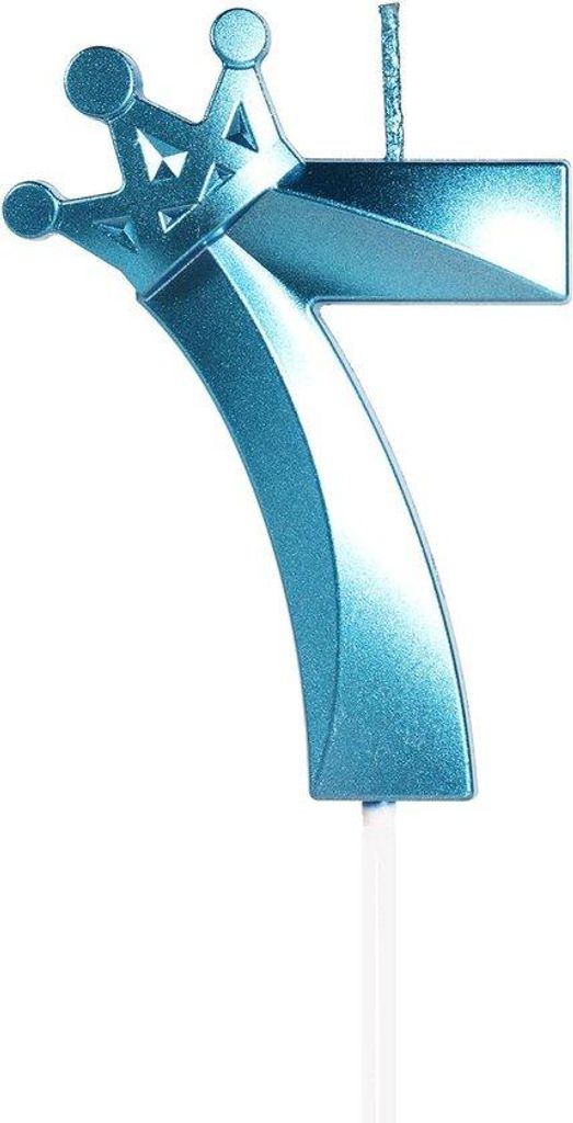 Verjährungslichter - Blauw mit Krone - Torte-Accessoire - Ziffern 7 8 cm - Verjährungsaccessoire
