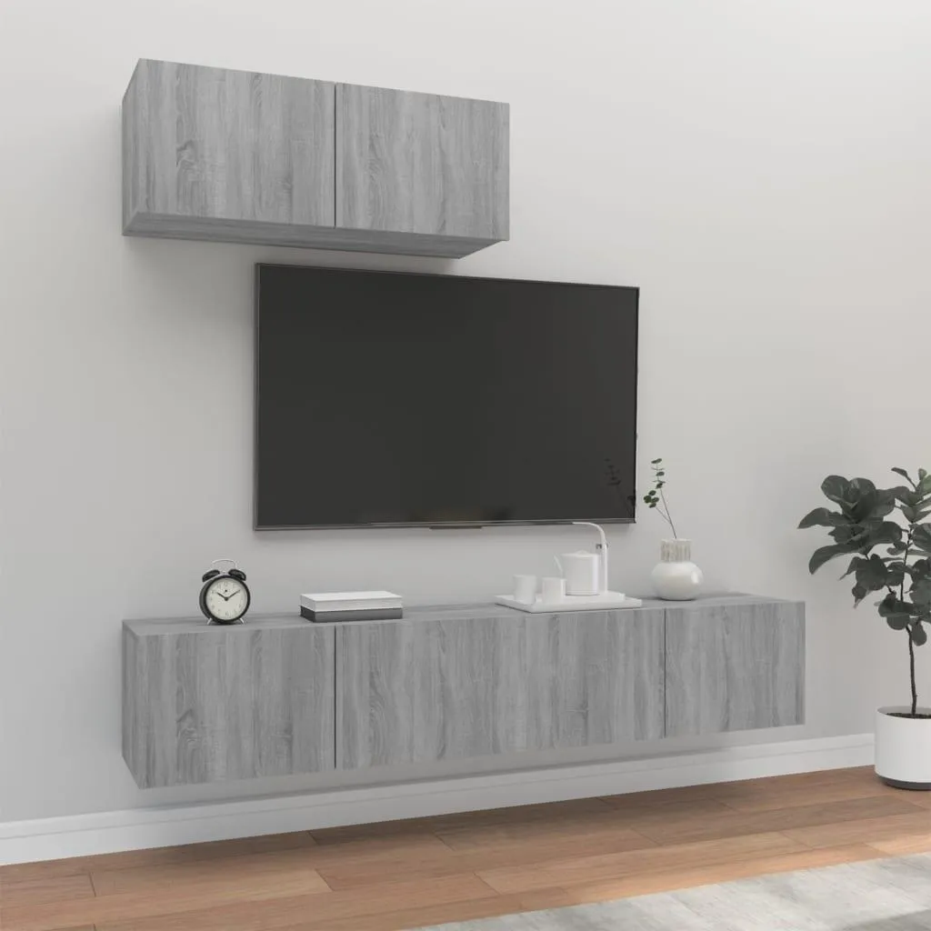 Offerta Set 3 Mobili TV vidaXL Grigio Sonoma - Arredo Economico