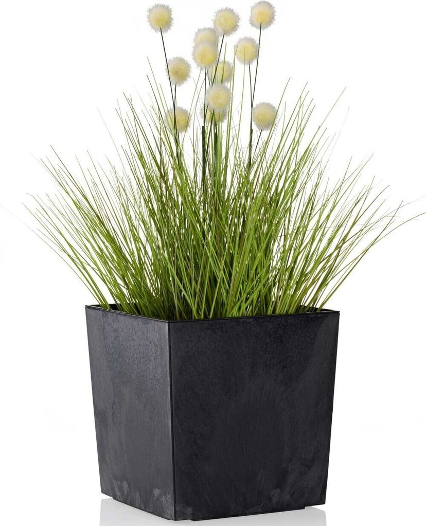 HowHomely Blumentopf Flore 25 cm Höhe, Pflanzkübel mit Beinen, Schwarz Übertopf für garten balkon