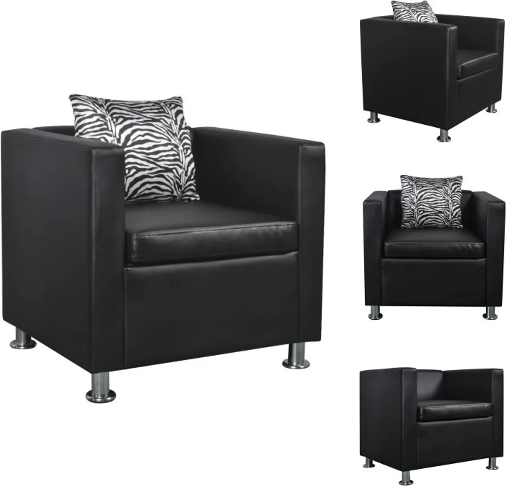Fauteuil de Salon Noir en Cuir Synthétique Confortable et Robuste