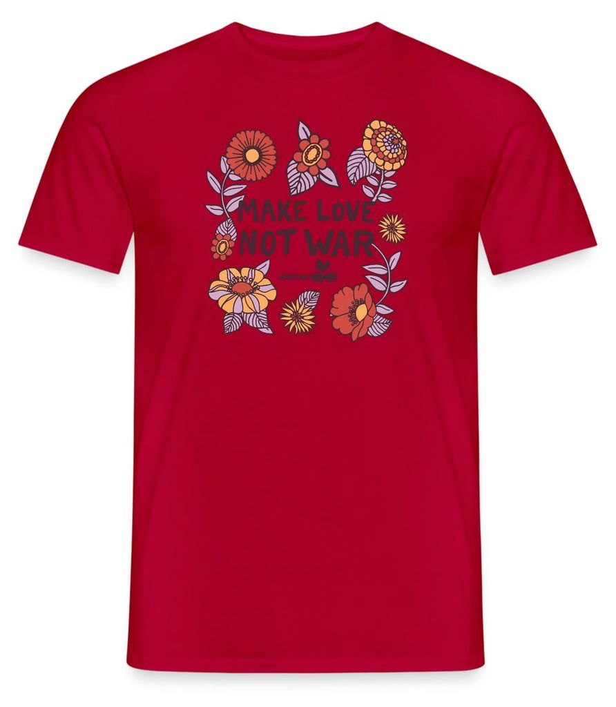 Spreadshirt Woodstock Make Love Not War Mit Blumen Rahmen Produktbild 