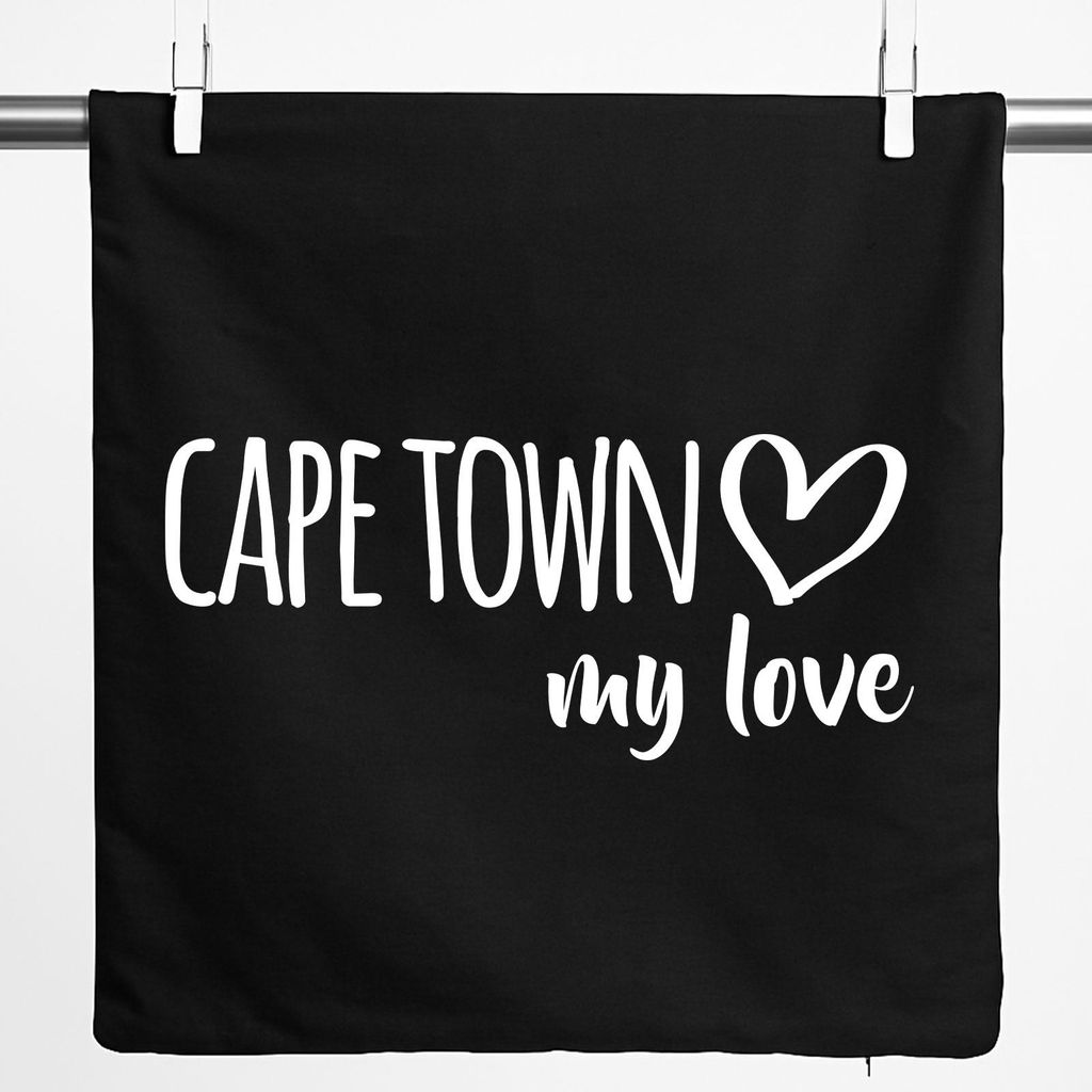 Huuraa Kissenbezug Cape Town my love 40x40cm Black Baumwolle Dekokissenbezug Geschenkidee