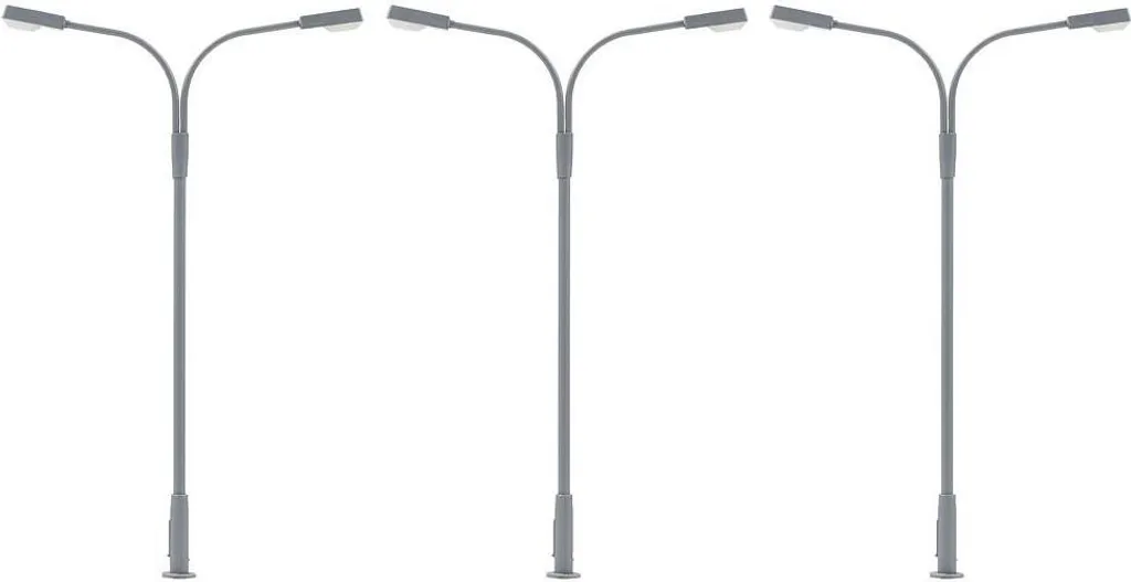 Éclairage pour zone de fret H0 Faller 180120 LED à deux bras, 3 unités