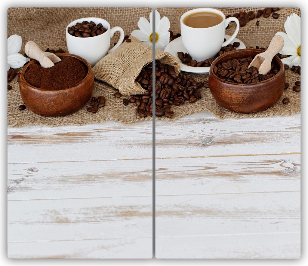 Tulup Glas-Herdabdeckplatte - 2x30x52cm - Glaskeramikkochfeld-Abdeckung Spritzschutz Zweiteilig Kaffeetasse