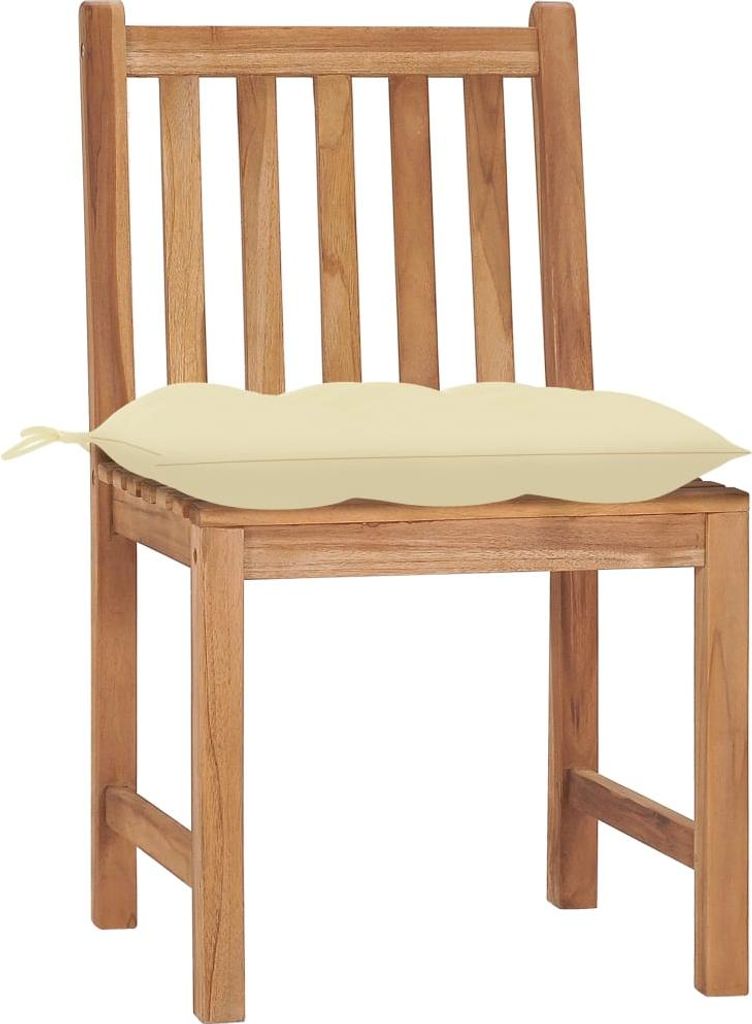 vidaXL Gartenstühle 4 Stk. mit Kissen Massivholz Teak