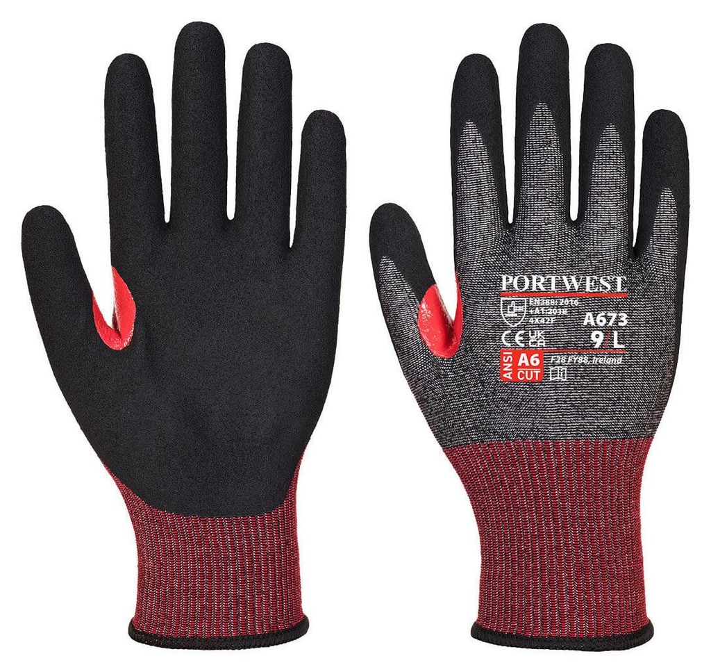 Portwest A673 CS AHR18 F Nitrilschaum-Schnittschutzhandschuh Black Gr. S