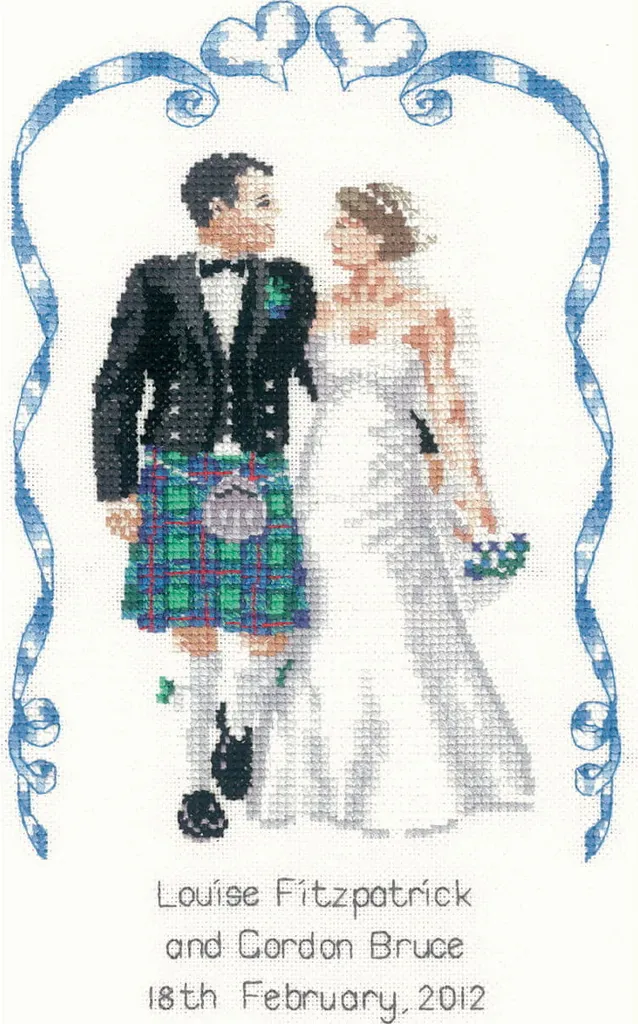 Point de Croix Heritage Scottish Wedding : Diagramme Clair et Tissu Pro