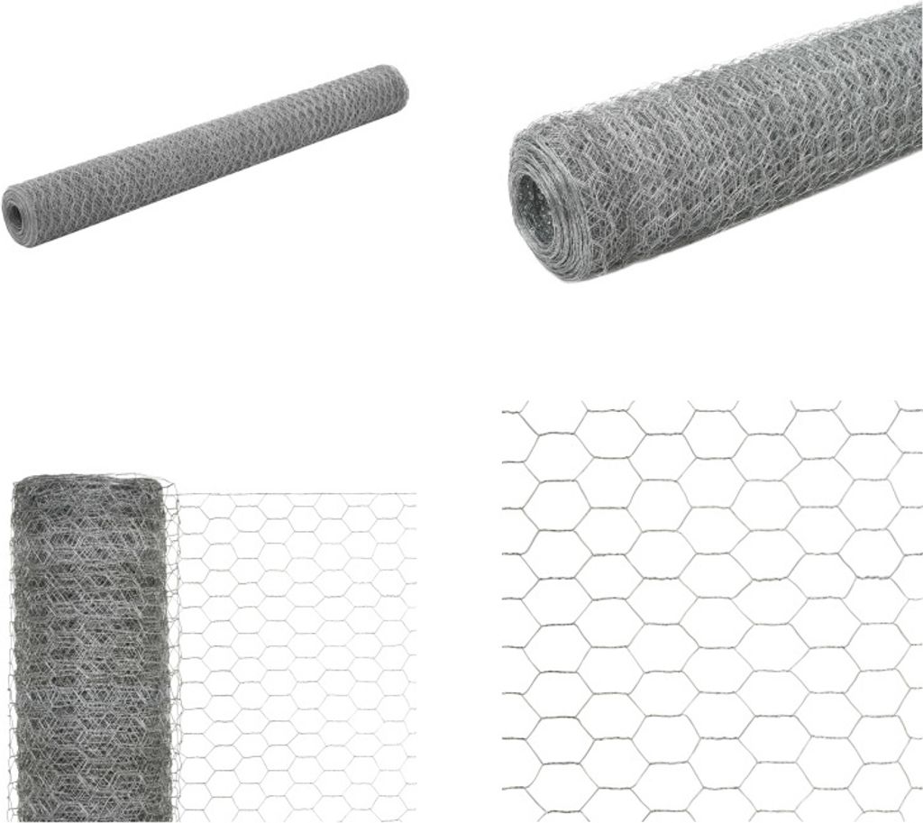 vidaXL Drahtzaun Verzinkter Stahl 25x1,2 m Silbern - Draht Zaun - Draht Zaun - Maschendraht - Maschendrähte