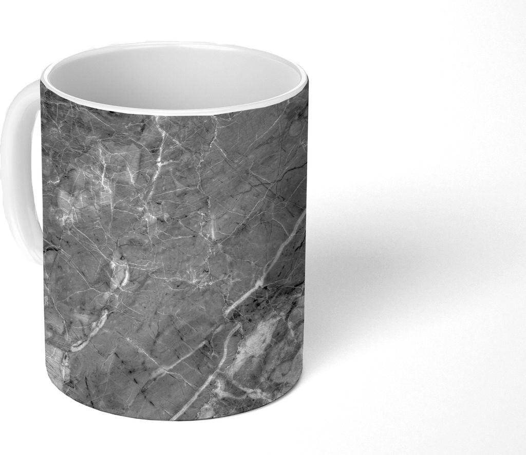 MuchoWow Tasse Kaffeetasse Kaffeebecher 350 ml Kristalle - Schwarz - Grau - Granit Teetasse - Fototasse - Becher - Keramikbecher - Teebecher - Ka...