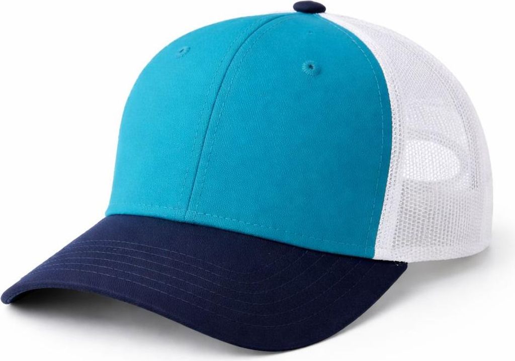 Trucker-Cap Aqua & Navy – Verstellbare Baseballkappe mit Mesh-Rückseite – Uni Erwachsene