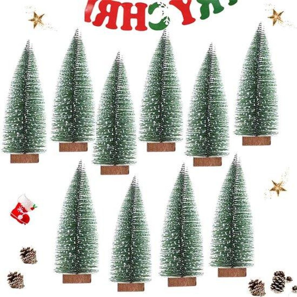 Künstliche Weihnachtsbaum Dekoration Mini Weihnachtsbaum Kunststoff Weihnachtsbaum für Tischdekoration DIY Schaufenster 10 cm (Grün) - Set von 10