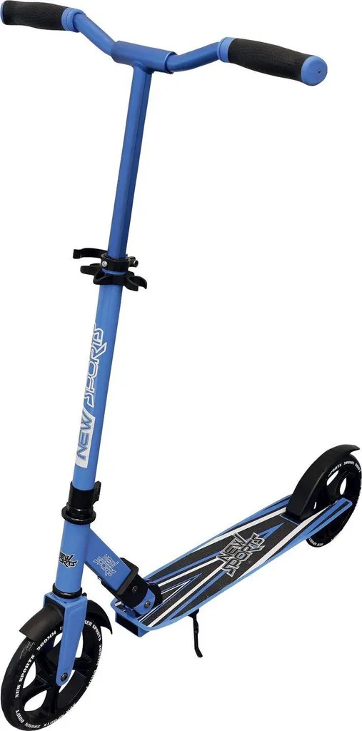 Trottinette sport roues 200 mm bleu avec système de pliage compact