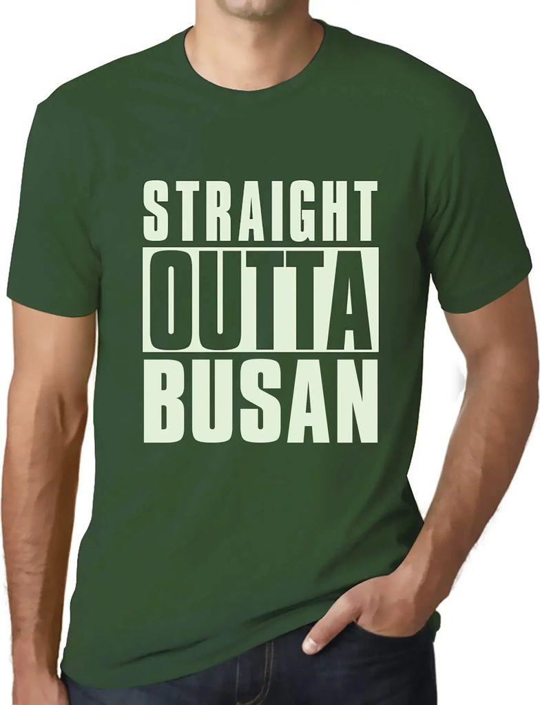 Herren Grafik T-Shirt Straight Outta Busan Öko-Verantwortlich Vintage Jahrgang Kurzarm Lustige Druck Geburtstag Geschenk Mann