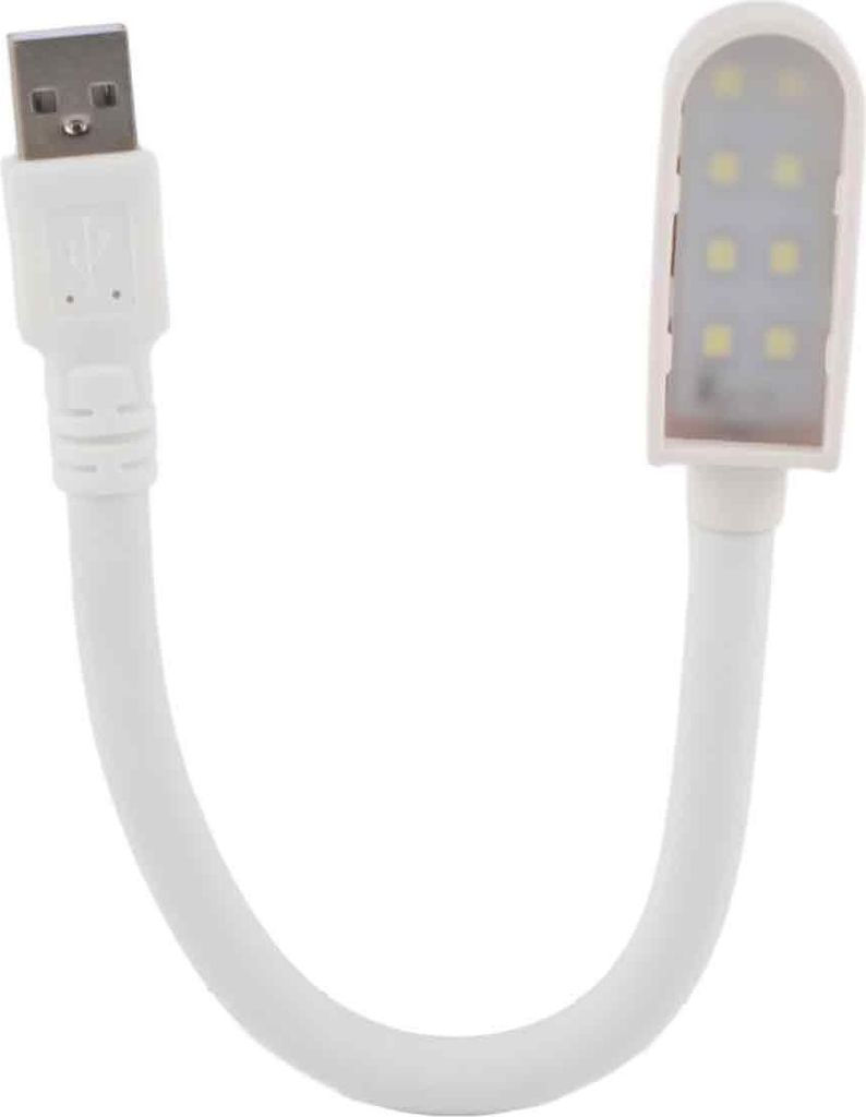 Kleines 9,8-Zoll-Nachtlicht mit USB-Anschluss, 8 LEDs, 360° verstellbar, Mini-Taschenlampe zum Lesen,white